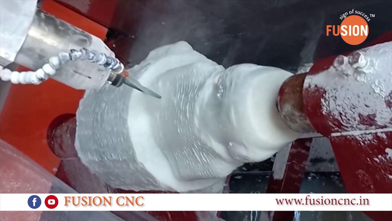 4 axis stone carving machine cutting a stone panel